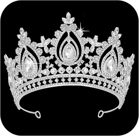 SWEETV Queen Crown for Women,Wedding Tiara for Bride,Princess Tiara,Quinceanera Pageant Crown Diadem