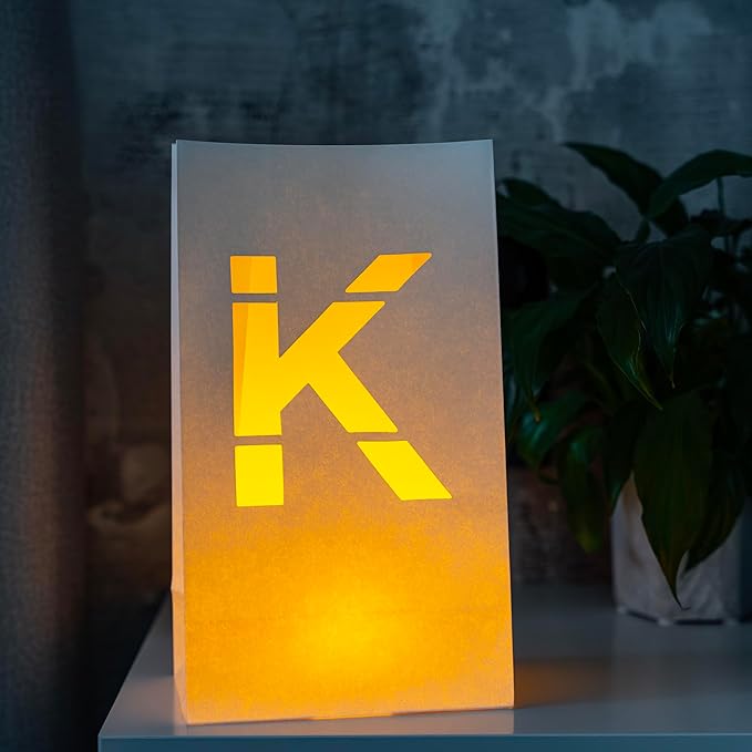 Light Up Letter K - Luminary Bags Perfect for Personalized Happy Birthday Banner, Proposal Decorations, Engagement Party Decorations and Congratulations Banner for Your Loved One