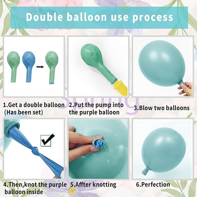 Pink Green Dusty Lavender Balloon Garland Double Stuffed Baby Blue Blush Pastel Latex Balloon Arch Kit for Gender Reveal Boho Baby Shower Birthday Wedding Floral Party Decorations