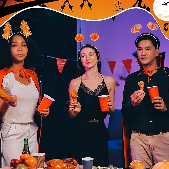 Censen 24 Pcs Pom Pom Headband Tinsel Wrapped Ponytails Head Bopper Costume Headwear Halloween Party Hair Accessories