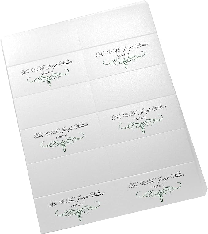 Decadent Flourish Printable Place Cards, Hunter Green (Choose Color), Set of 60 (10 Sheets), Laser & Inkjet Printers - Wedding, Party, Dinner, and Special Events
