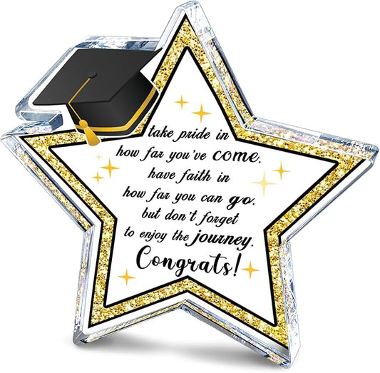 Graduation Gifts for Her Him,College High School Graduation Gifts, Masters Degree Graduate Gifts,Graduation Inspirational Star Shape Acrylic Decor Desk Sign,Home Shelf Decoration Grad Gift