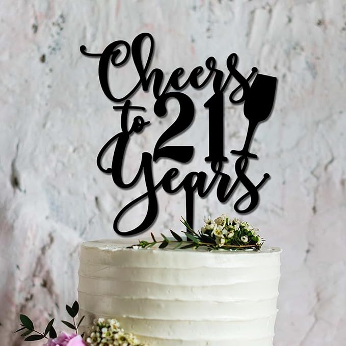 21th Happy Birthday Cake Topper Happy Birthday Cake Decoration Personalized Birthday Party Decoration Gift Party Supplies Custom Birthday Gifts for Men Women, Made in USA, 30 Colours, Glitter Letters