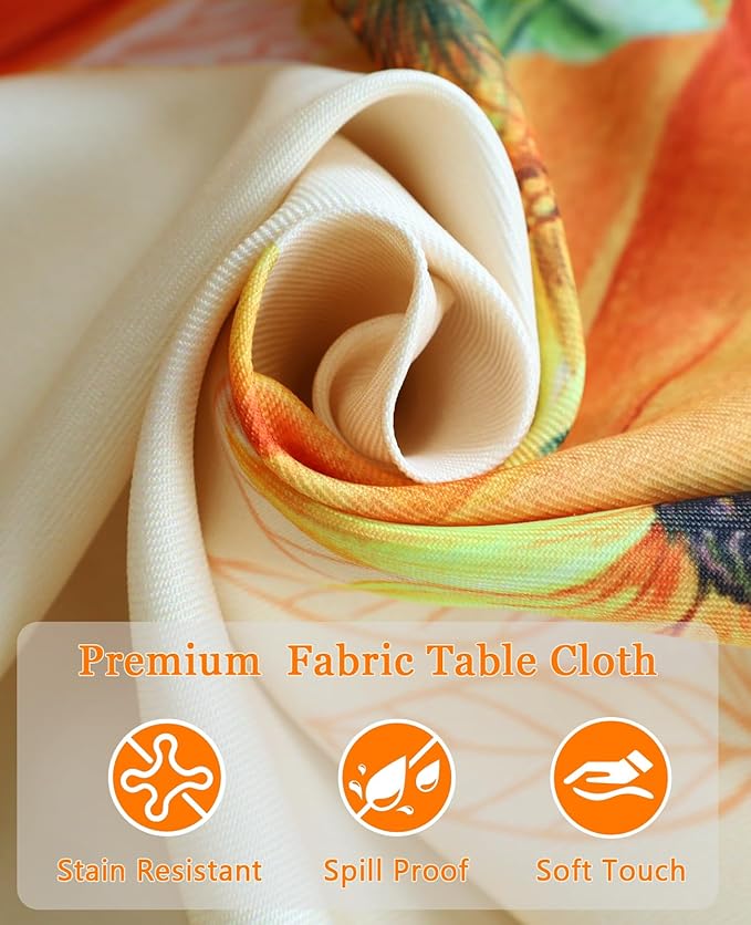 Honellaty Thanksgiving Tablecloth 52x70 Inch Rectangle Table Cloth, Fall Pumpkin Turkey Table Cover for Dinner, Thanksgiving, Harvest, Holiday Decor