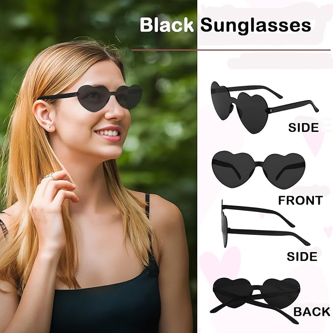 LEFIMOT 12 Pairs Heart Sunglasses for Women Heart Shaped Sunglasses Bulk Colorful Heart Glasses for Party Favor