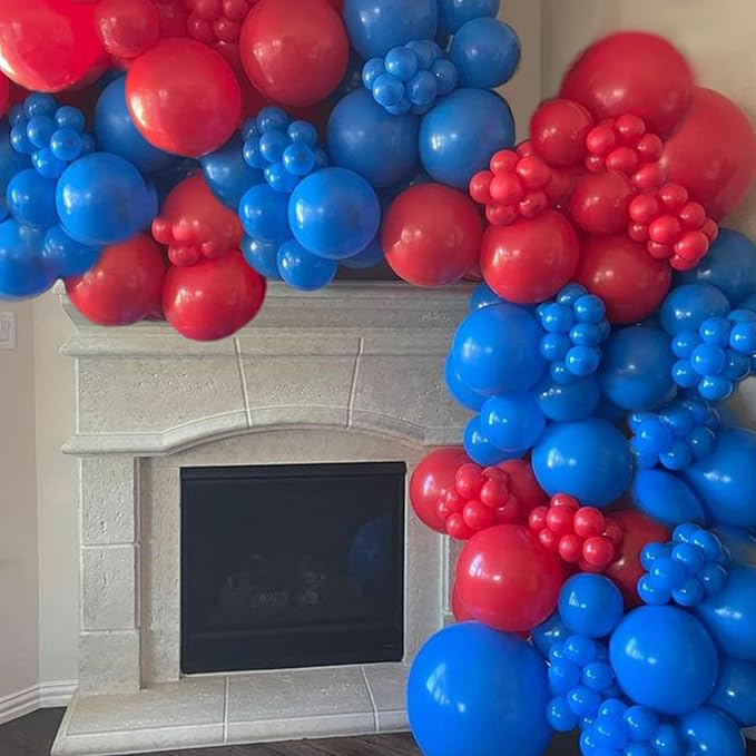 Red Blue Black Balloons, 50pcs Royal Blue Red Black Balloons, Silver Confetti Balloon for Boy Man Theme Birthday Party Baby Shower Wedding Graduation Decorations