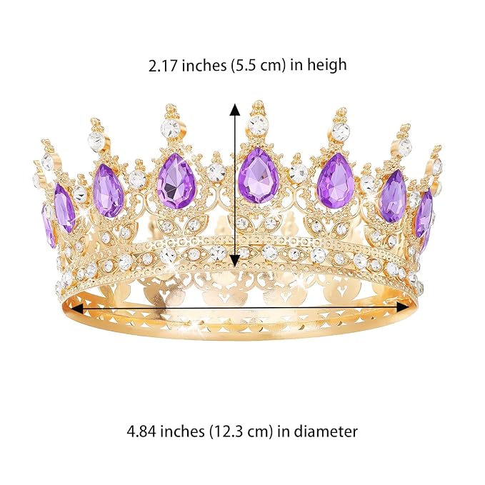 Purple Crown for Women Crystal Tiara and Queen Crown for Girl Wedding Headband for Bride Hair Accessories for Costume Birthday Party Cake Decoration Prom