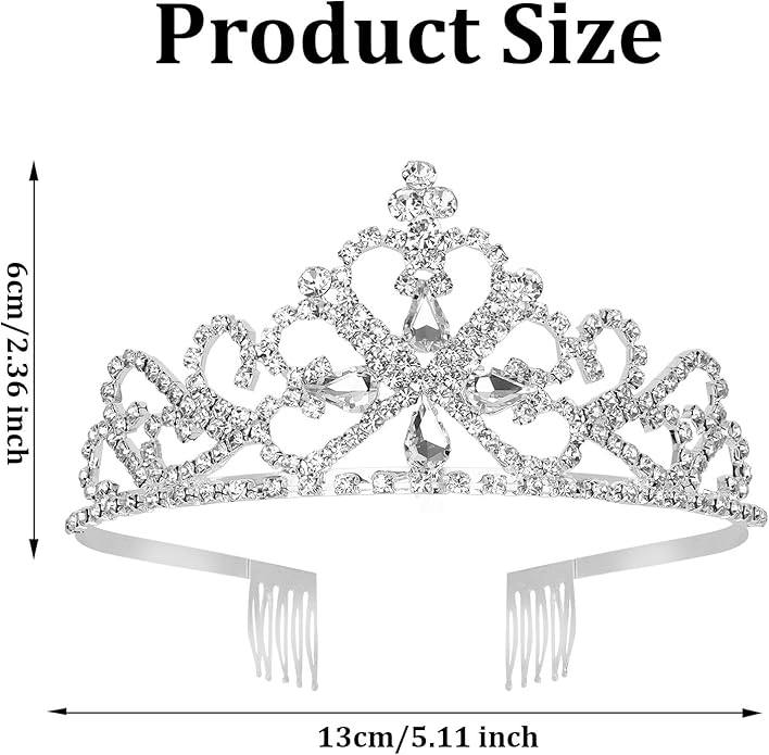 Silver Crown Tiaras for Women Crystal Queen Crown Princess Elegant Crowns with Combs for Bridal Wedding Prom Birthday Party-Pattern 1