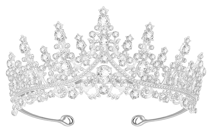 Tiara Crown for Women, Headband Hair Accessories for Birthday Wedding Party Costume (Silver)