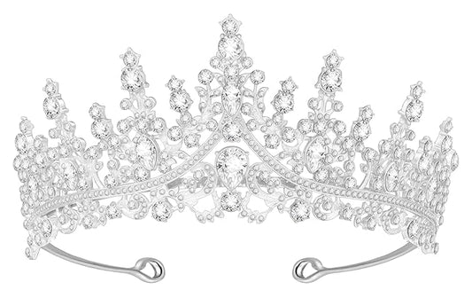 Tiara Crown for Women, Headband Hair Accessories for Birthday Wedding Party Costume (Silver)