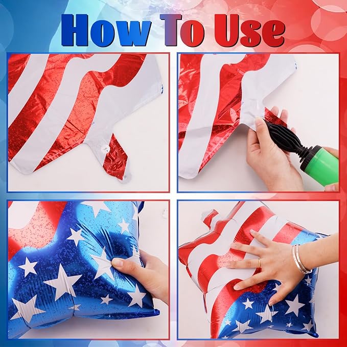 Patriotic Eagle Balloon 12 pcs Red White and Blue Star Foil Balloons Decorations 4th of July Balloons American Flag Balloon Decor for Veterans Day Independence Day Memorial Day Party Supplies