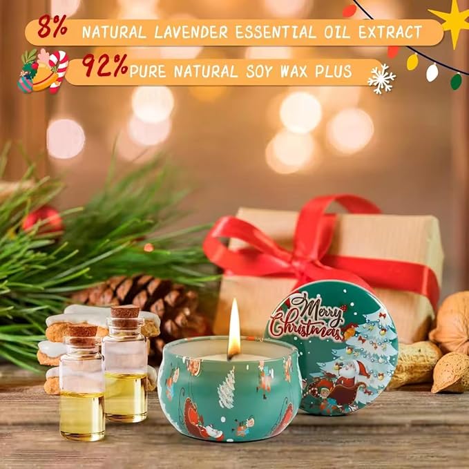 Christmas Scented Candles Gifts Set for Women, 12 Pack 2.5 Oz Xmas Candle Set, Natural Soy Wax Aromatherapy Candles for Christmas Gifts for Women Her