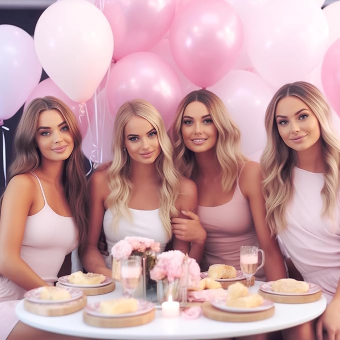 130PCS PastelPink Balloons, Latex Balloon Different Sizes 18/12/10/5 Inch, Helium Balloons with Ribbon, Party Balloon Set for Birthday Wedding Graduation Anniversary Baby Shower Decoration