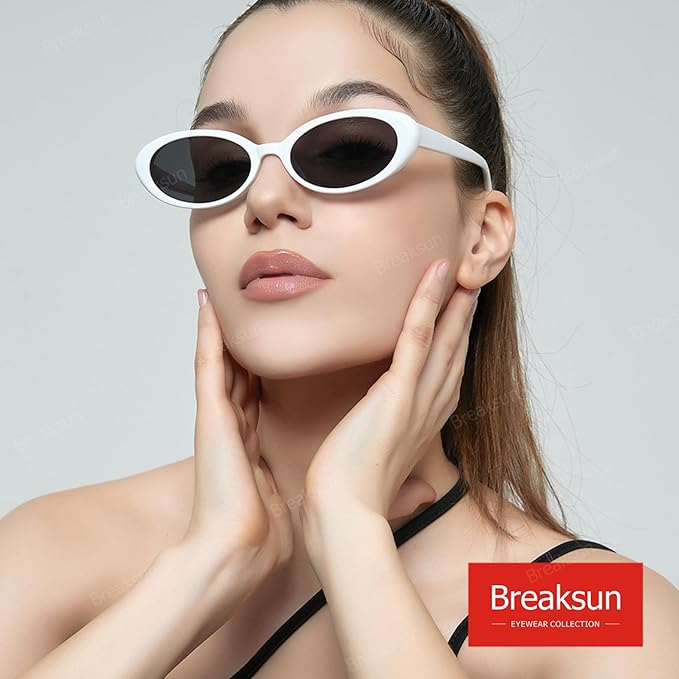 Retro Oval Sunglasses for Women Men Fashion Small Oval Sunglasses 90s Vintage Shades