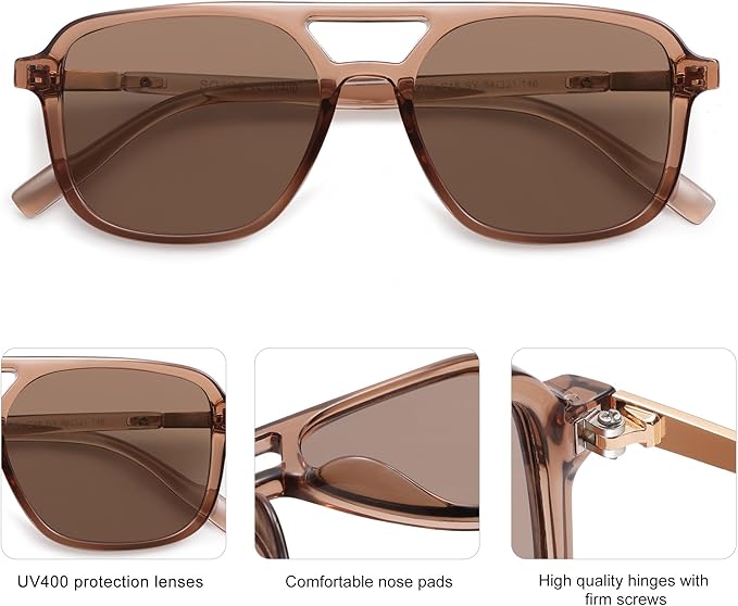 SOJOS Retro Aviator Sunglasses for Women Men,Trendy Rectangle Womens Mens Shades Sun Glasses SJ2202