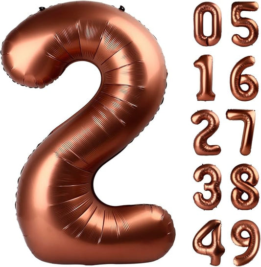 Dark Brown 40 Inch Big Number Balloon Birthday Decoration, Number 2 Helium Balloon 12 20 22 23 24 26 2025 New Years Celebration, Boy Girl Baby Anniversary Party Graduations Supplies Decorations