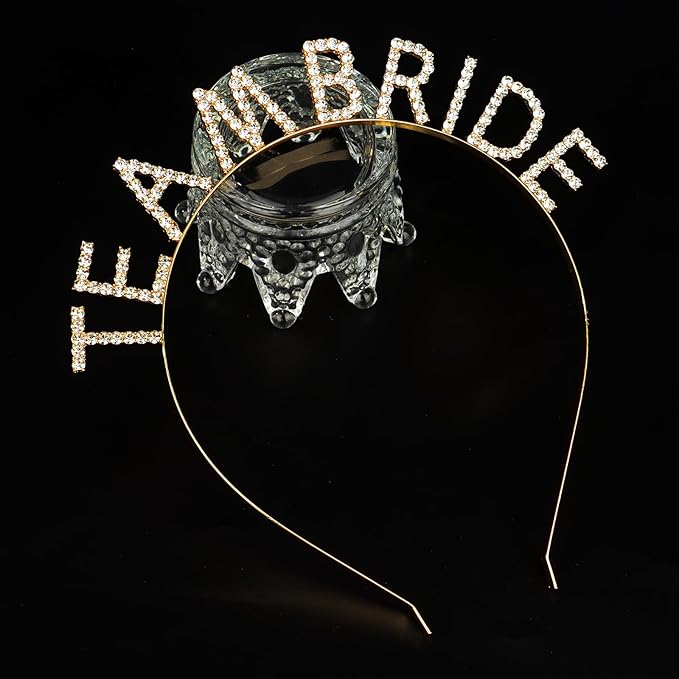 Gold Team Bride Headband Bachelorette Party Decorations Rhinestone Bridesmaid Headbands for Bridal Shower, Bachelorette Party, Wedding