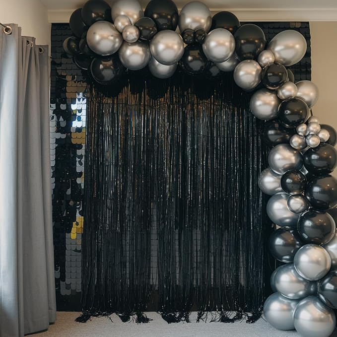 Black and Silver Balloons, Black White Balloons, Pearl Silver White Balloon Confetti Balloon for Birthday Party Baby Shower Gender Reveal Wedding Anniversary Graduation Decor