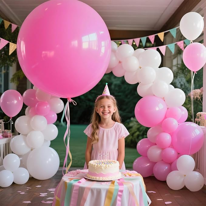 KAWKALSH Pink Balloons 9pcs 36 Inch Extra Large Big Jumbo Giant Matte Pink Balloons for Baby Shower Valentine's Day Princess Bridal Shower Bachelorette Birthday Party Decorations