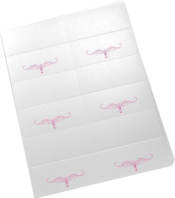 Decadent Flourish Printable Place Cards, Fuschia (Choose Color), Set of 150 (25 Sheets), Laser & Inkjet Printers - Wedding, Party, Dinner, and Special Events - Made in the USA