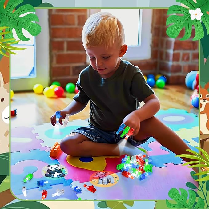 24 Pack Animal Light Up Finger Lights Party Favors for Kids, Treasure Box Goodie Bags Christmas Stocking Stuffers, Glow in The Dark Toys Bulk Classroom Prizes Party Supplies Birthday Gift
