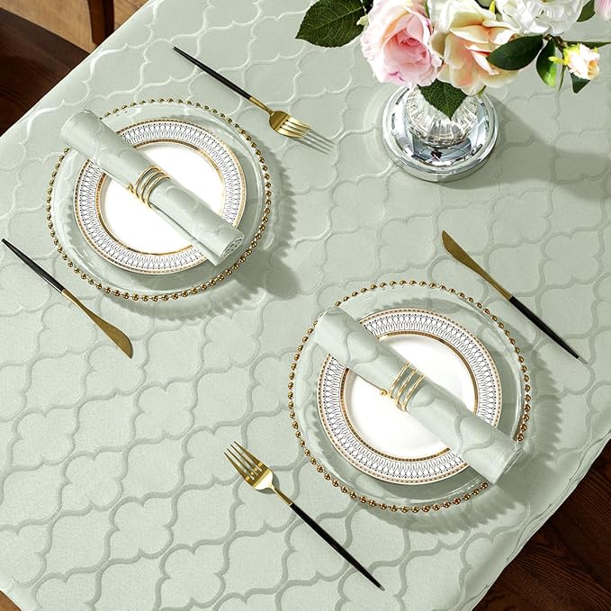 SASTYBALE Spring Jacquard Napkin Flower Pattern Polyester Spill Proof Wrinkle Resistant Durable Napkins for Kitchen Dining Tabletop (Sage Green, 20"x 20" Square Napkin)