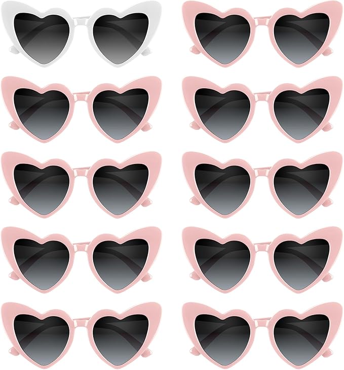 4/6/8/10/12 Pack Bachelorette Sunglasses Heart Sunglasses Vintage Heart Shaped Glasses for Women Bridal Party Wedding
