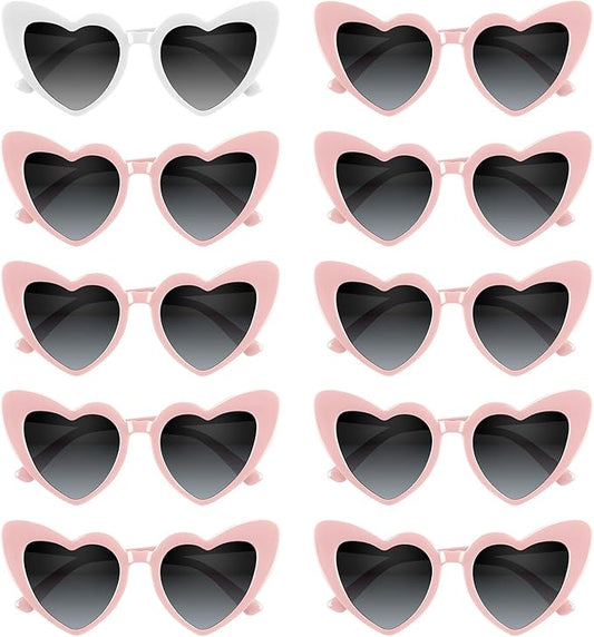 4/6/8/10/12 Pack Bachelorette Sunglasses Heart Sunglasses Vintage Heart Shaped Glasses for Women Bridal Party Wedding