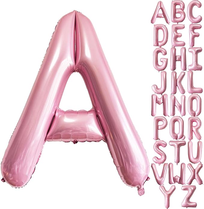 Pink Letter A Balloons, 40 Inch Pastel Pink Letter Balloons A Foil Mylar Helium Pink Letter Balloons for Birthday Party Supplies Anniversary Event Celebration Decorations Alphabet Pink A