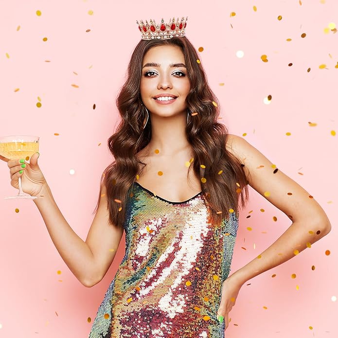 Gold Crown for Women, Crystal Queen Tiaras Headband Wedding Bridal Hair Accessories, Birthday Party Prom Cake Topper