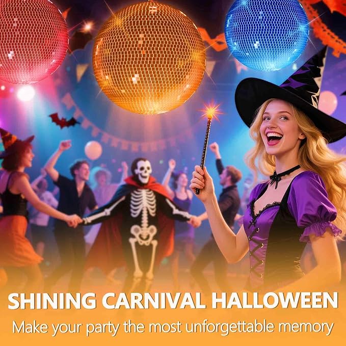 16 Inch Silver Disco Ball LED Light,Silver Glass Mirror Ball Light for Party,Christmas Decorations,USB Powered Mirror Disco Ball for Nightclub,Bar,Wedding,DJ Party Lighting(16inch)