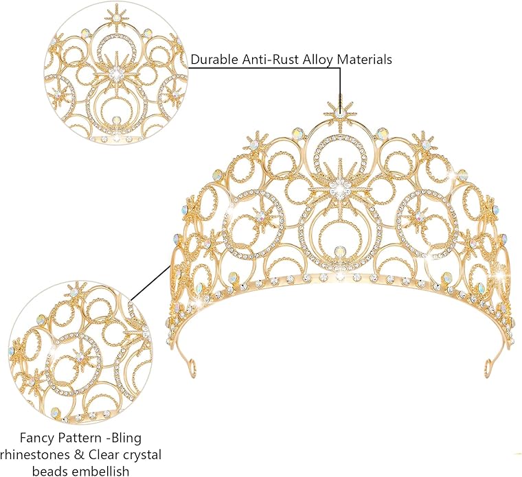 Crystal Crowns for Women, Crystal Bubble TiaraBride Royal Queen Headband Princess Headpieces for Women Bridal Wedding Prom Birthday Party Crowns