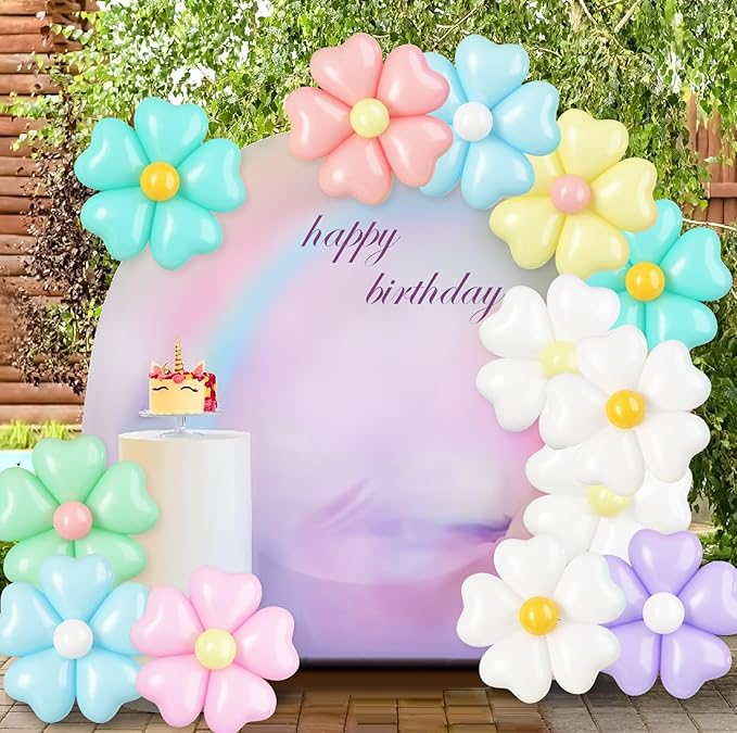 16 Set Flower Balloons DIY Kit,Colorful Heart Balloons Daisy Balloon Flower Heart Shape Balloon Party Decorations for Birthday Valentines Wedding Anniversary