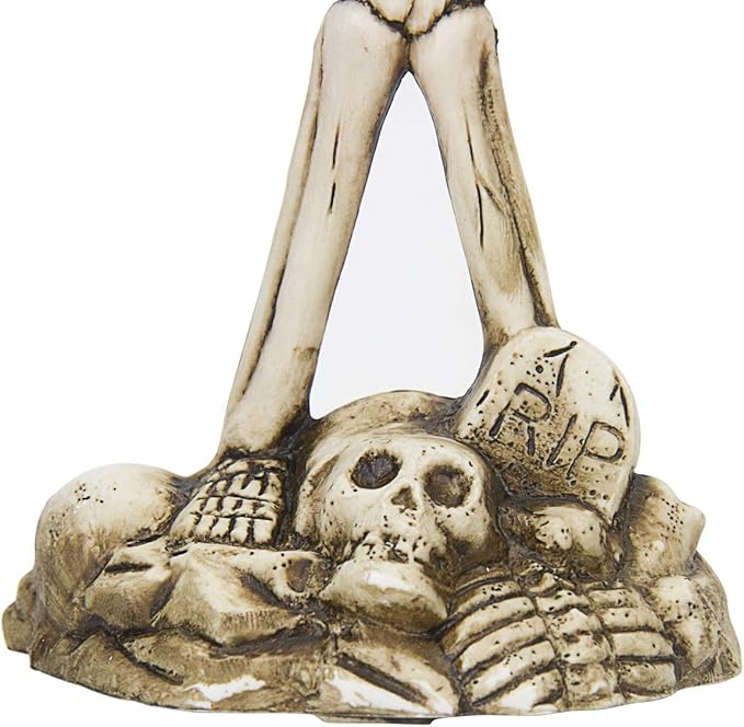 Evelyne GMT-10319 Triple LED Halloween Candles Flameless and Skeleton Candle Holder Stand for Skull Halloween Decoration and Haunted House Decor