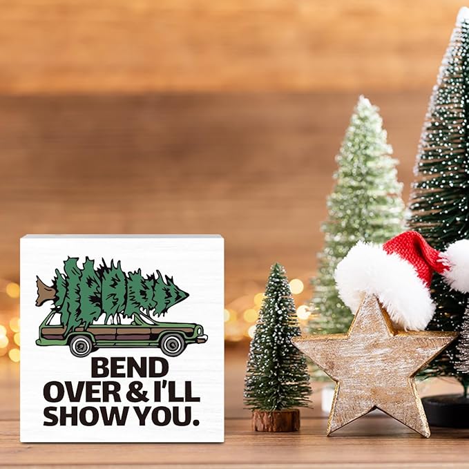 Christmas Vacation Decorations for Home Christmas Holiday Decor for Office Table Kitchen Merry Xmas Decorations for Bathroom Bedroom 5 x 5 Inch