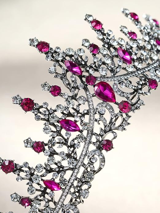SWEETV Crystal Wedding Tiara for Women, Royal Queen Crown Headband, Rhinestone Princess Hair Accessories for Prom Birthday