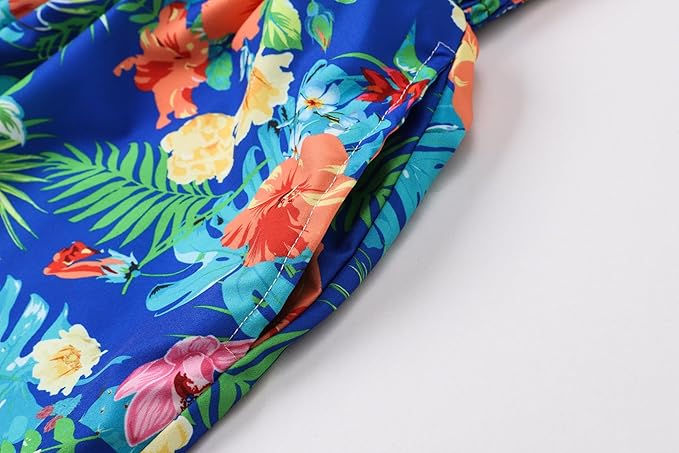 Cromoncent Matching Hawaiian Outfits for Family, Dad and Son Matching Luau Beach Tropical Shirts Mommy Daughter Tropical Sets