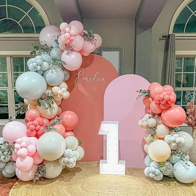 Pink Green Balloons Arch Sage Green Pink Blue Yellow White Balloon Garland Pastel Blue Yellow Beige Olive Latex Balloons Fairy Birthday Tea Goose Party Decorations Wedding Wildflower Baby Shower