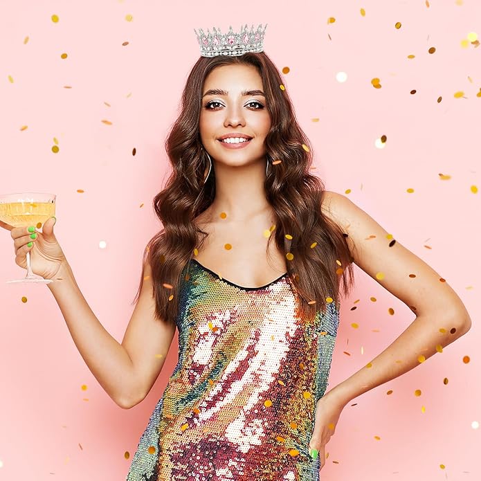 Gold Crown for Women, Crystal Queen Tiaras Headband Wedding Bridal Hair Accessories, Birthday Party Prom Cake Topper