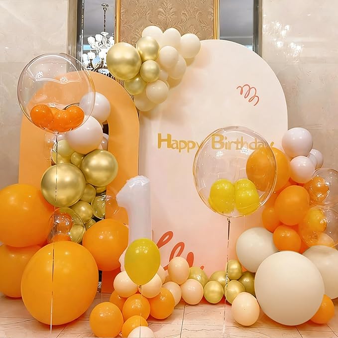 Orange White Nude Gold Balloon Arch Kit, 166Pcs Dusty Orange White Sand Metallic Gold and Nude Balloons for Birthday Party Baby Shower Bridal Shower Wedding Decorations