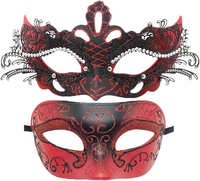 Coolwife Couples Masquerade Masks Metal Venetian Mardi Gras Party Evening Prom Costume Mask