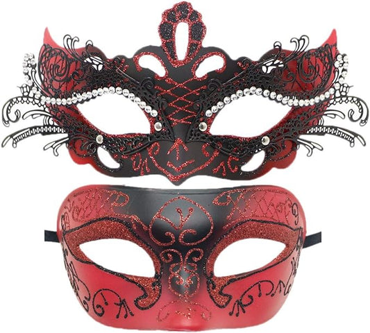 Coolwife Couples Masquerade Masks Metal Venetian Mardi Gras Party Evening Prom Costume Mask