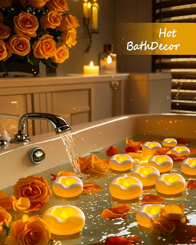 36 Pack 2.3” Flameless LED Floating Candles, Water-Activated Battery Operated Floating Candle with180+ Hours Runtime for Cylindrical Vase, Pool, Fountain - Ideal for Wedding, Party Decoration