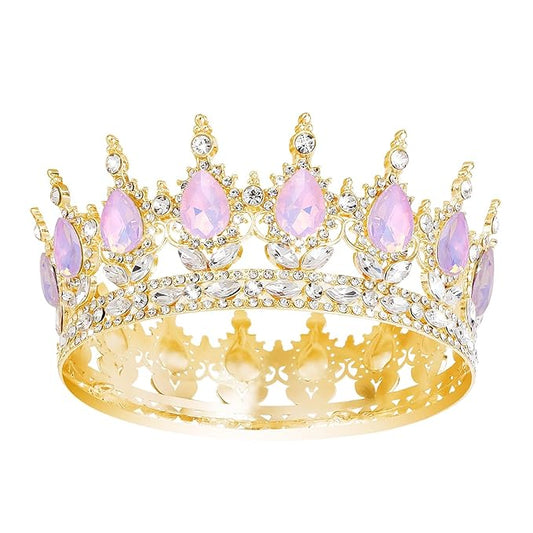 Queen Crown Rhinestone Wedding Crowns and Tiaras for Women Costume Party Hair Accessories Princess Birthday Crown Crystal Bridal Crown (Gold Fantasy Purple Crown)