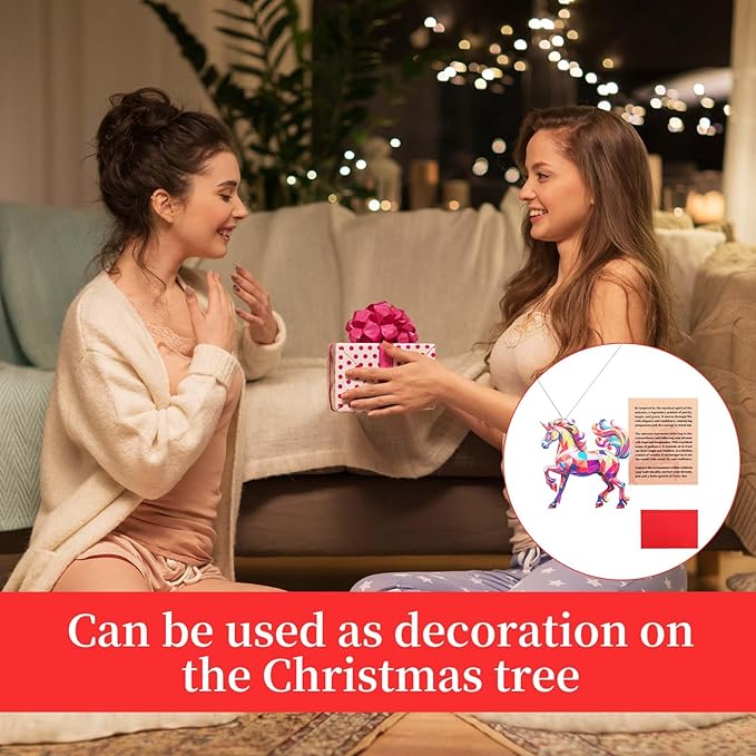 Horse Acrylic Light Catcher Ornament for Women, with Story Card Spirit Equine Christmas Tree Decoration Inspirational Rainbow Window Hanging Decor Horse Lover Gifts