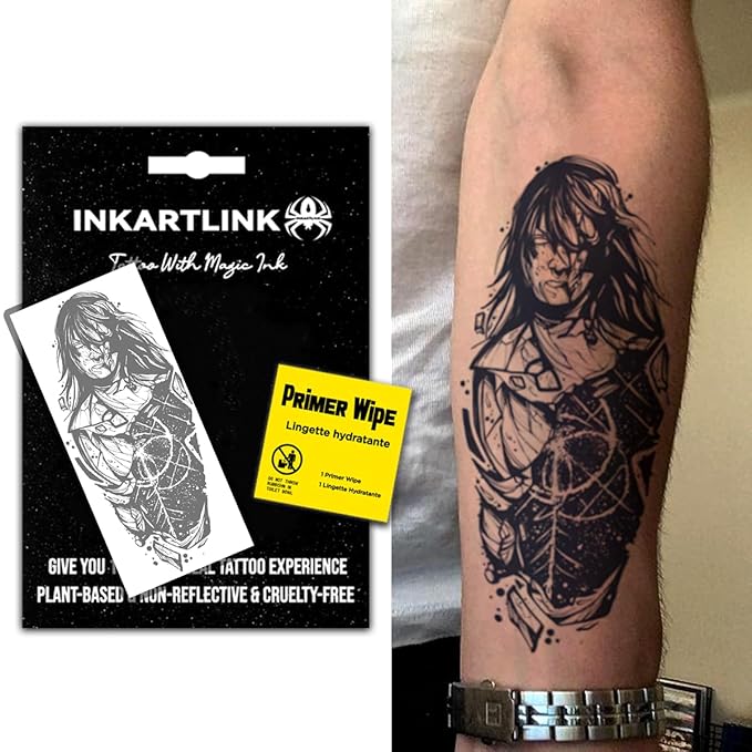 INKARTLINK Semi Permanent Tattoo, Creative Party Tattoo, Exquisite and Realistic Design, Interesting Tattoo Experience, Cruelty-free, Non-reflective, Waterproof (Half-Faced Stone Statue)