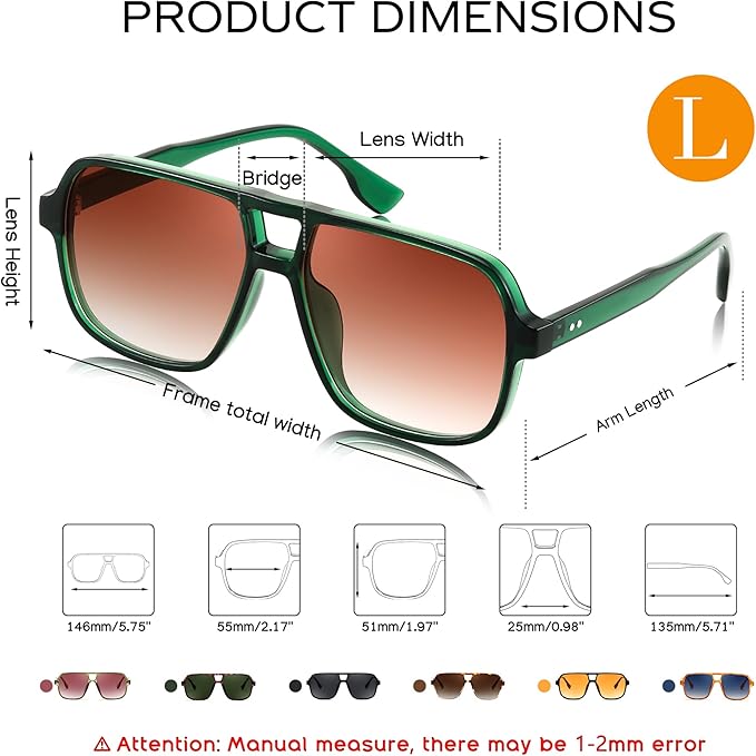 FEISEDY Retro Square Aviator Sunglasses Women Men 70s Vintage Trendy Plastic Frame Sun Glasses B4158