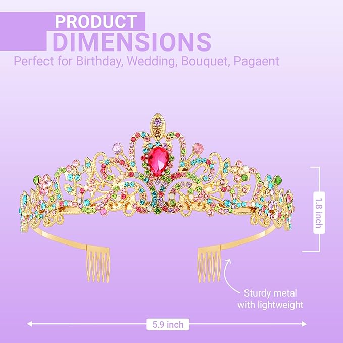 Tiara Crown for Women, Queen Tiara for Birthday Prom Bridal Party Custome Multi