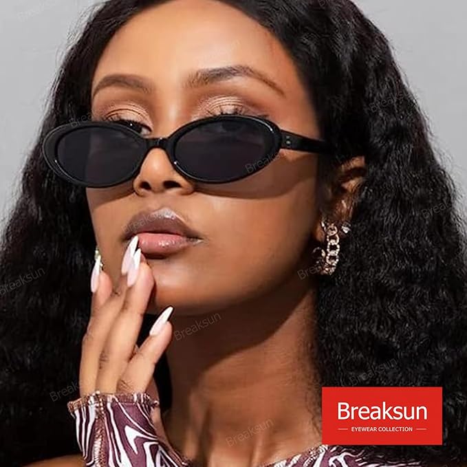 Retro Oval Sunglasses for Women Men Fashion Small Oval Sunglasses 90s Vintage Shades