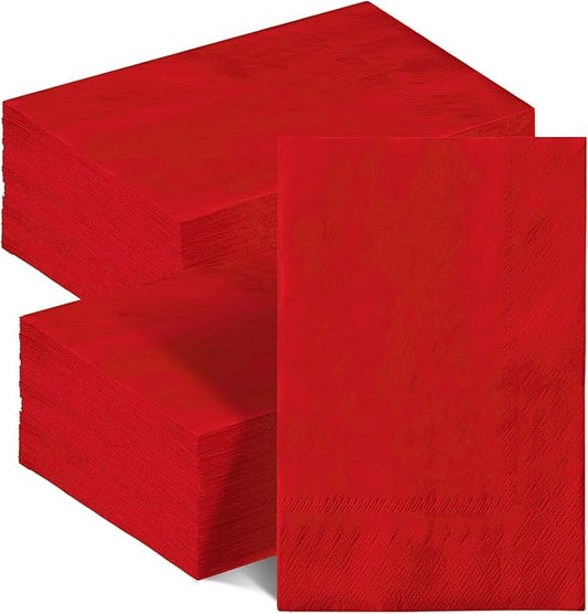 qiqee Red Paper Napkins 13 * 16inch Guest Paper Disposable Towels Napkin Paper Hand Towels for Wedding, Dinner, Birthday Party, Dessert Cocktail ＆ Kitchen Napkins（ 120 Count）